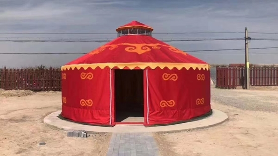 Mudah Dan Cepat Pemasangan 6M Diameter Mongolian Yurt dengan Lampu Langit Jendela Dekorasi Bambu