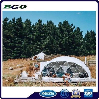 Eksposur Matahari Tenda Kubah Geodetik dengan Dekorasi Bambu Bingkai Baja Lukis Mudah Dipasang