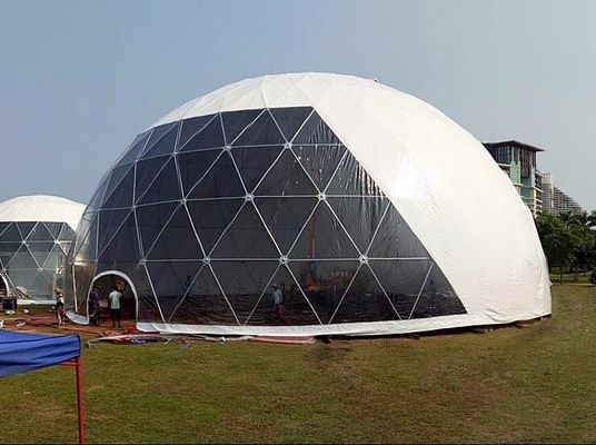 Tenda Kubah Geodesi Anti-UV 18M Tahan Air Dengan Pipa Baja Untuk Pesta Acara