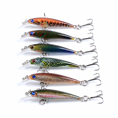 6 Colors 5CM/2.2G 10#Hooks Mullet,Perch,Catfish Plastic Hard Bait 0.1m-0.3m floating Minnow Fishing Lure