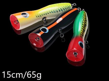 5 Warna 15 Cm/65G Kayu Umpan Treble Hooks Air Dampak Largemouth Bass Snakehead Popper Kayu Memancing Umpan