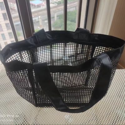 Kapasitas Bantalan Tinggi Tas Belanja Pantai PVC Mesh Tas Desain Custom Logo